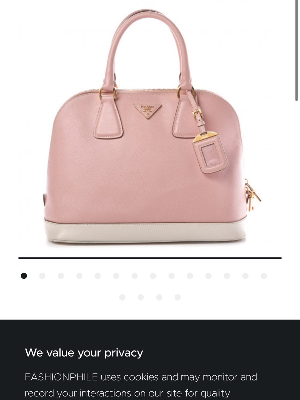 Prada Pink Saffiano Dome Satchel with White Base and Gold Hardware